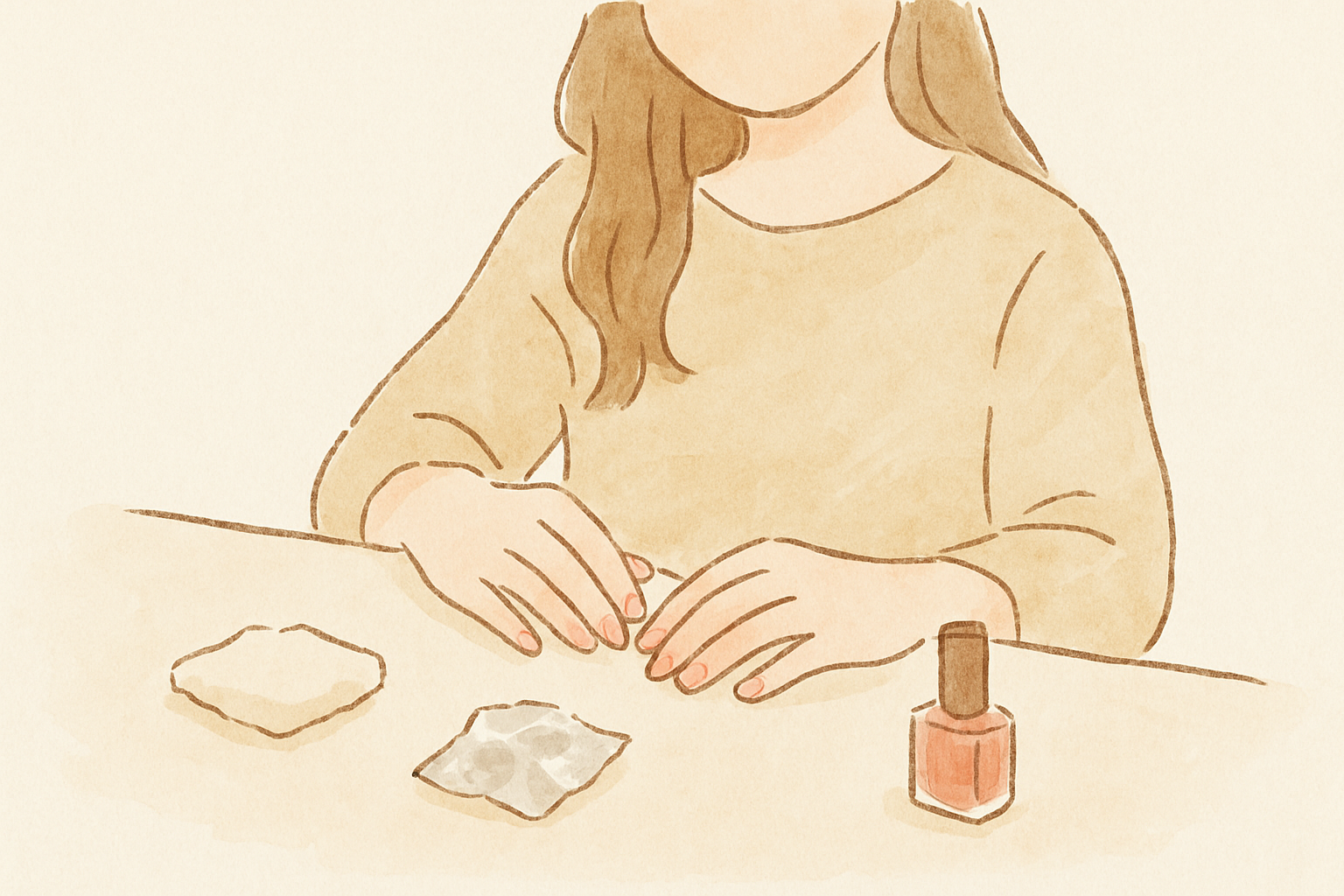 ネイルケアのイラスト｜ジェルネイルで爪噛みをやめるきっかけに